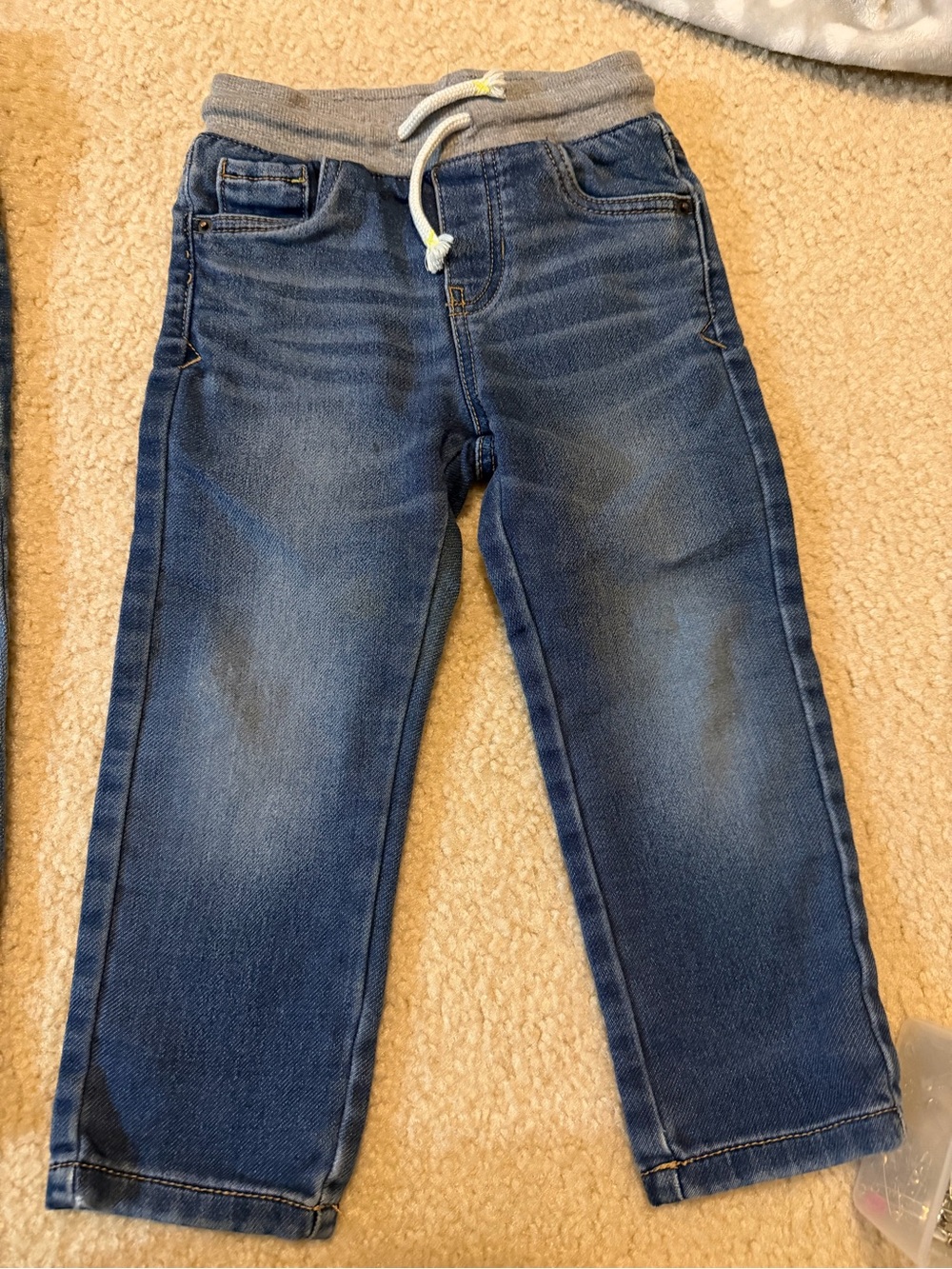 Kids Blue Jogger Jeans with Grey Drawstring Waist